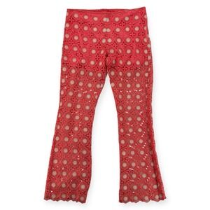 Valerie Khalfon Paris Punchy Lace Pants Womens Size 42 /‎ Large Coral Boho NWT